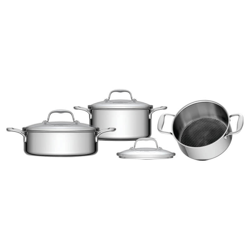 Bộ nồi inox cao cấp đáy liền đa lớp Zemmer D824SS (Ø18cm, Ø22cm, Ø26cm)