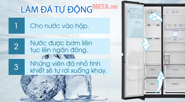 Tủ lạnh LG GR X247MC có tính năng làm đá tự động