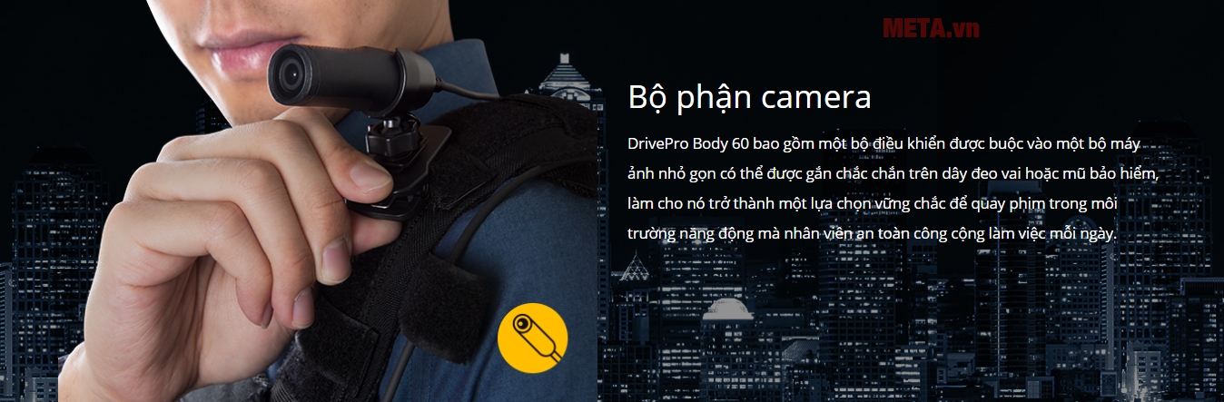 Camera Transcend DrivePro Body được lắp đặt chắc chắn, không lo rơi rớt, thuận lợi cho việc di chuyển liên tục