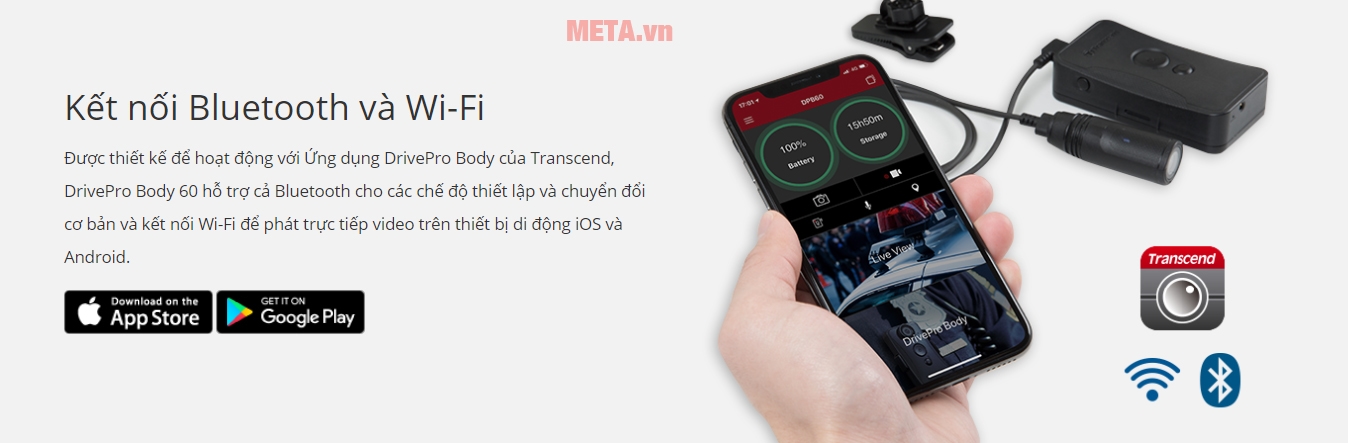 Camera Transcend kết nối Bluetooth - Wifi, hỗ trợ phát video trực tiếp trên các thiết bị di động