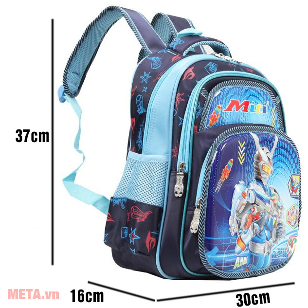 Kích thước balo học sinh cấp 1 Miti 1062 Robot