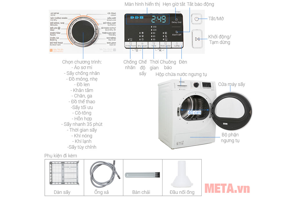 Máy sấy bơm nhiệt Heatpump Samsung DV90M5200QW/SV 9kg