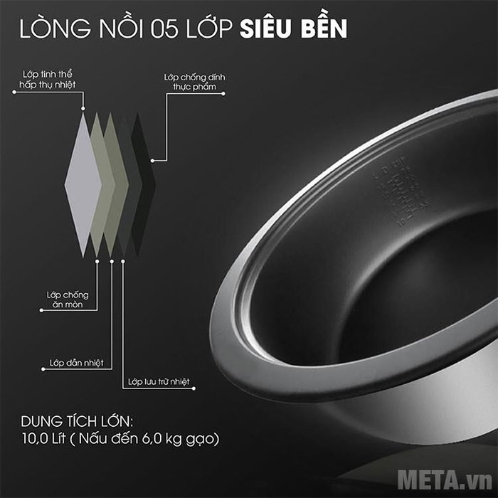 Nồi cơm điện Sato VN-S100-100A - 10 lít
