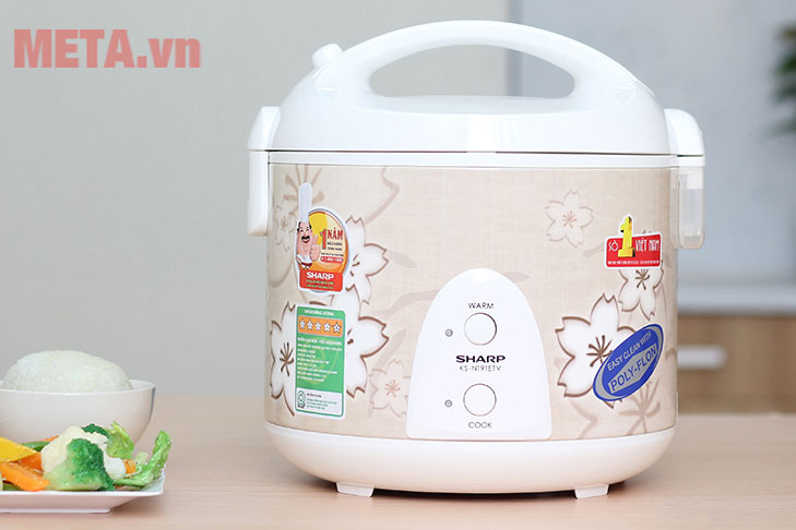 nồi cơm điện Sharp 1,8 lít KS N191ETV có thiết kế đẹp, sang trọng