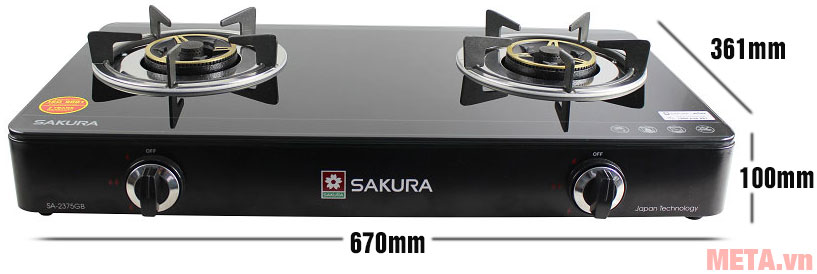 Bếp ga Sakura SA-2375GB với kích thước nhỏ gọn