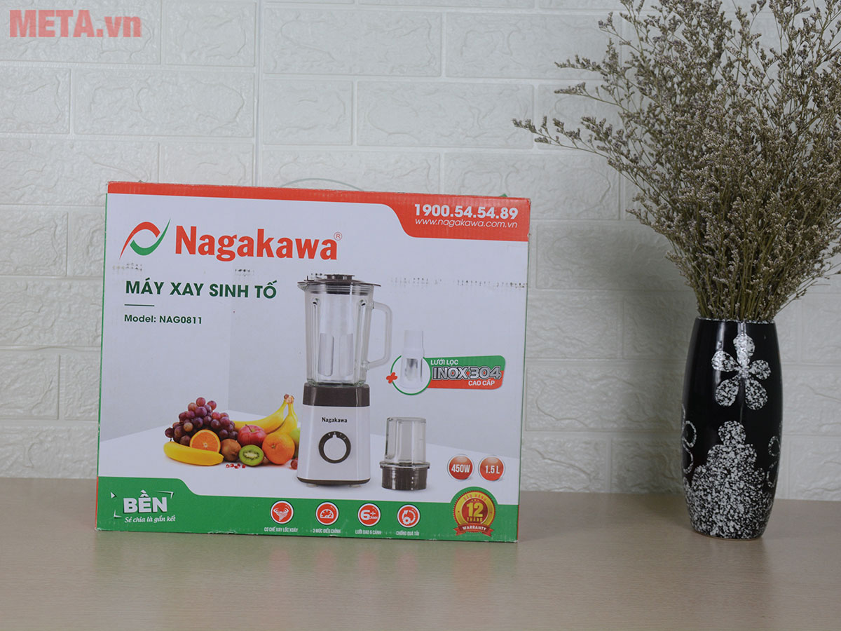 Máy xay sinh tố 2 cối Nagakawa NAG0811 (450W - 1.5 Lít) - Hàng Chính Hãng