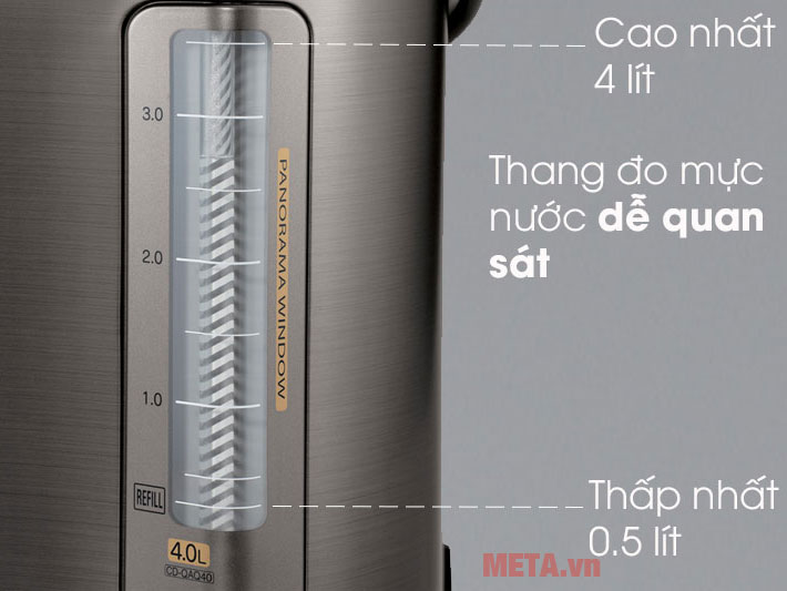 Thang đo mực nước dễ dàng quan sát để cho thêm nước