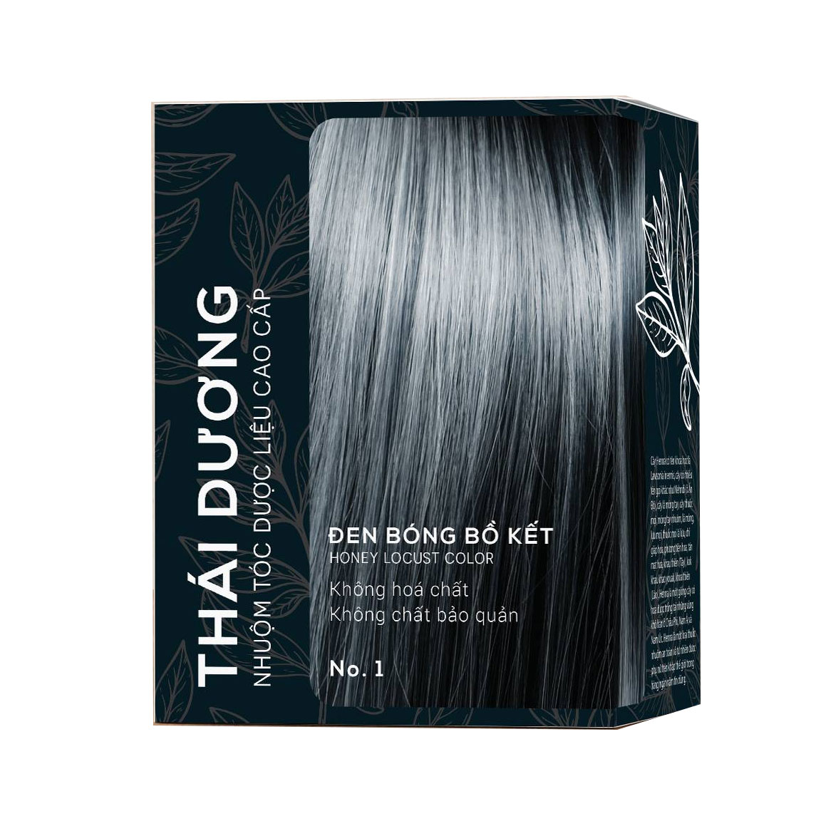 Nhuộm tóc dược liệu Thái Dương đen bóng bồ kết (hộp 5 gói x 15g)
