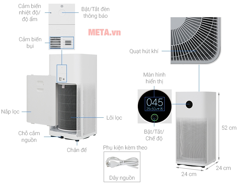 Máy lọc không khí Xiaomi Air Purifier 3H (45m2)