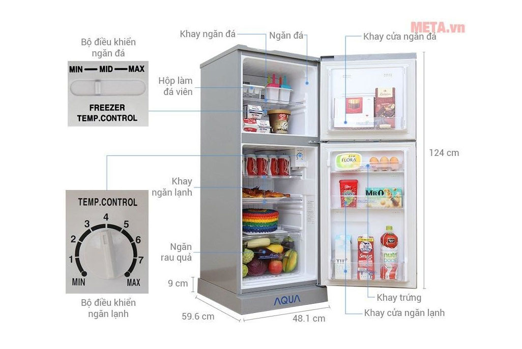 Tủ lạnh Aqua AQR-145BN SS 130 lít