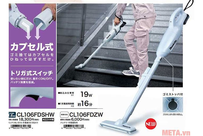 Máy hút bụi dùng pin Makita CL106FDSYW