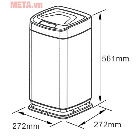 Kích thước thùng rác thông minh Xinda LJT2288B-20L