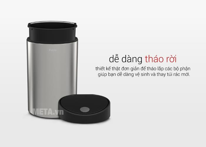 Thùng rác Inox nhấn tròn nhỏ Fitis RTS1-901 - 12L (bạc)