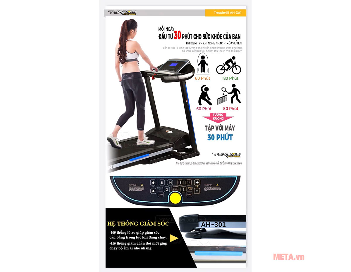 Với máy chạy bộ Carpo AH301 giúp các thành viên trong gia đình bạn luyện tập ngay tại nhà