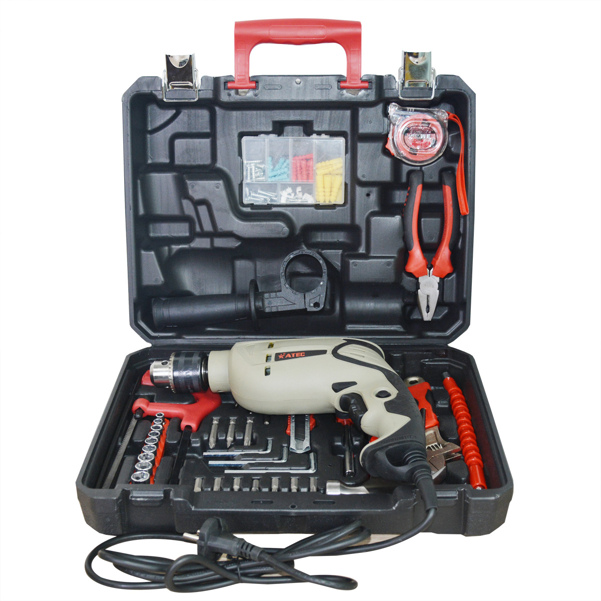Máy khoan Atec AT7218 set 100 chi tiết (600W)