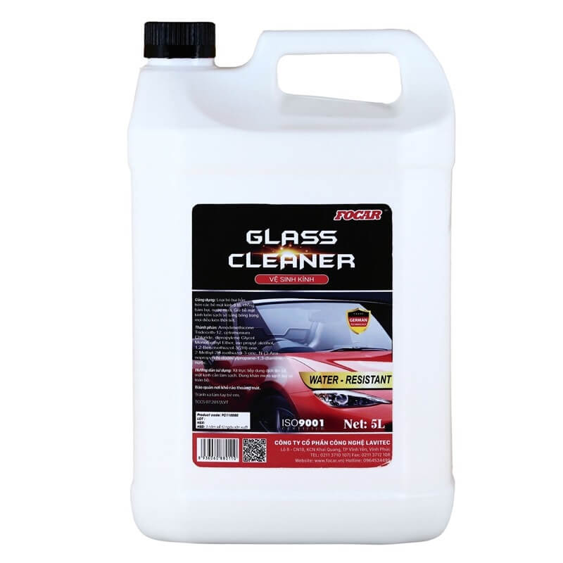 Dung dịch vệ sinh kính, chống bám nước trên bề mặt kính ô tô Focar Glass Cleaner (5L)