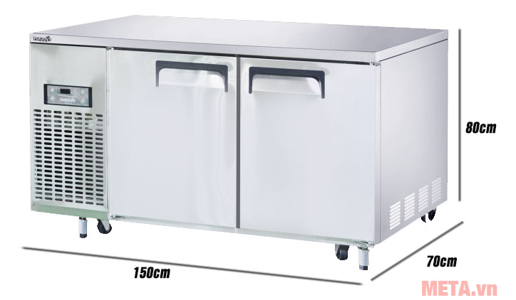 Kích thước bàn đông inox công nghiệp Happys HWA-1500TF