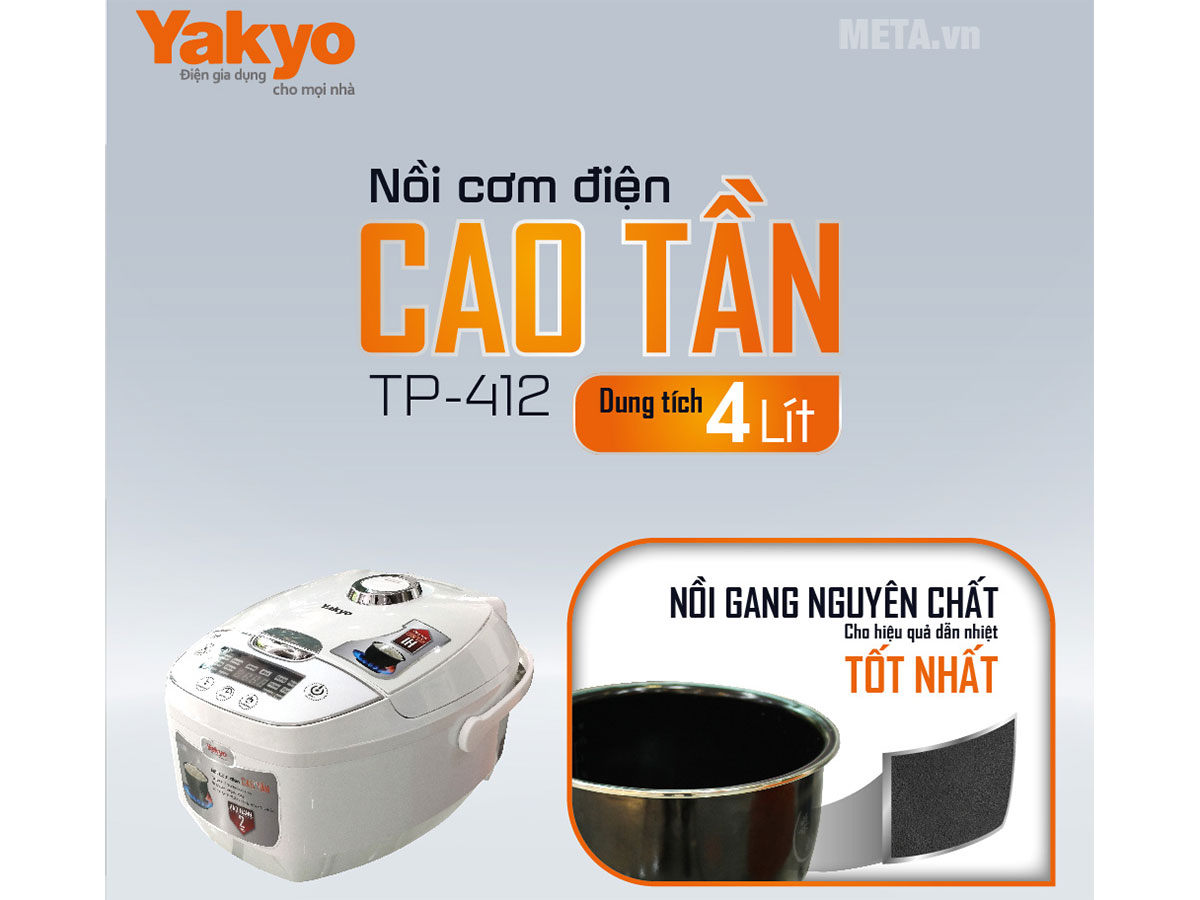 Nồi cơm điện cao tần IH Yakyo TP-412 có lòng nồi bằng gang nguyên chất
