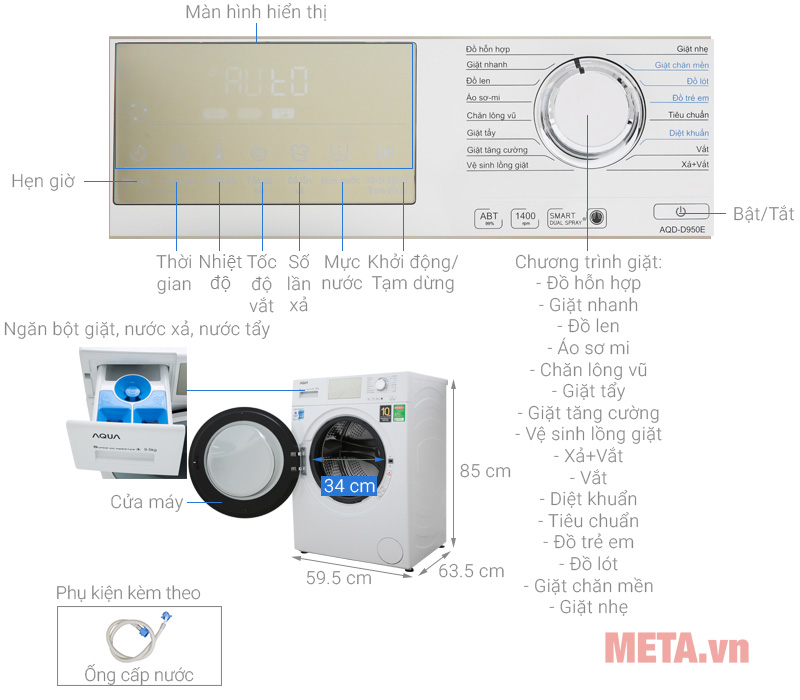 Máy giặt Aqua AQD-D950E W