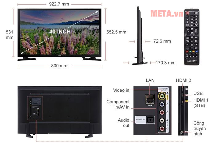 Chi tiết cấu tạo của tivi 40 inch Samsung