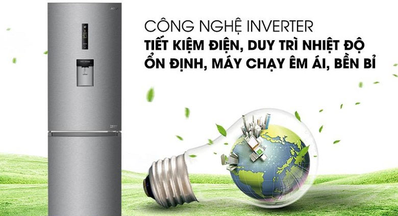 Tủ lạnh Aqua AQR-IW338EB (SW) với công nghệ Inverter tiết kiệm điện