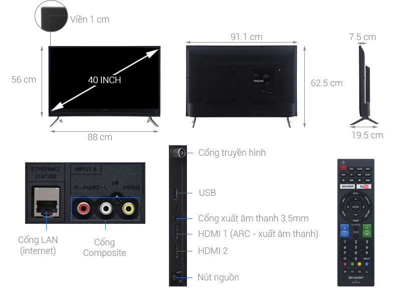 Tivi Sharp LC-40SA5500X