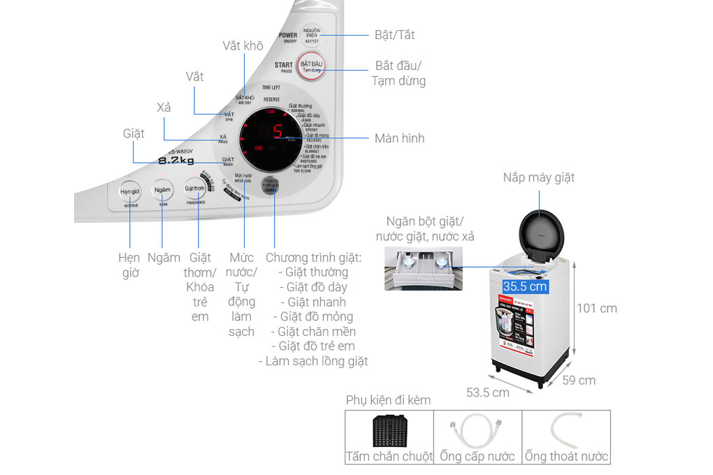 Sharp ES-W82GV-H 8.2kg