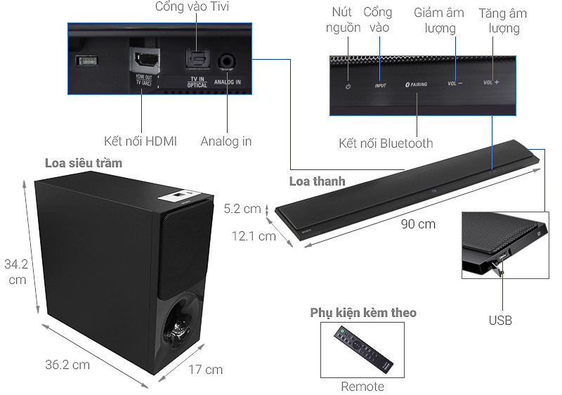 Dàn âm thanh Sony HT-CT390/MSP1
