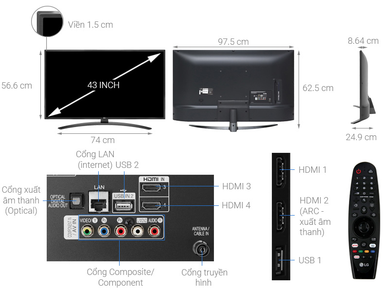 Smart Tivi LG 43UM7600PTA 