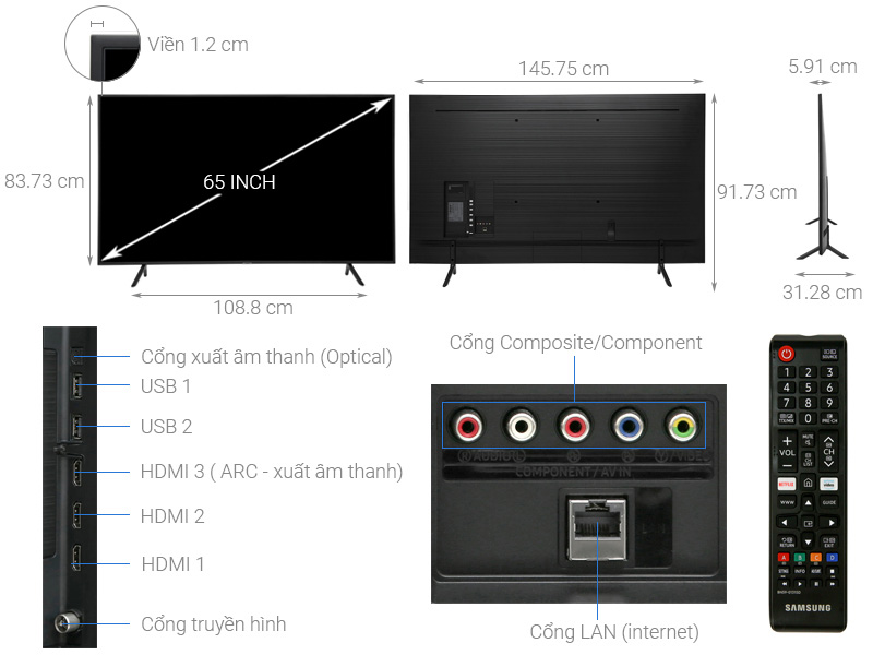 Smart Tivi Samsung UA65RU7100KXXV