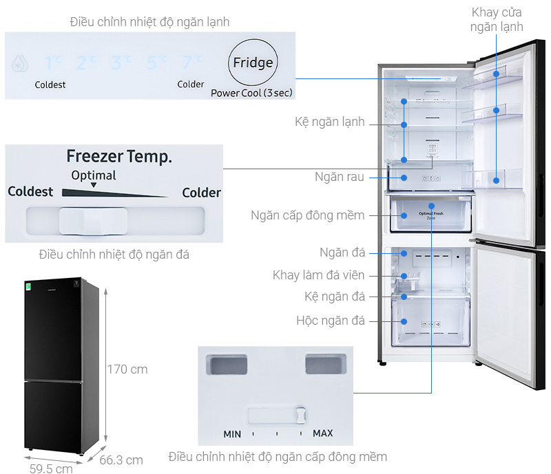 Chi tiết tủ lạnh Samsung RB30N4010BU/SV