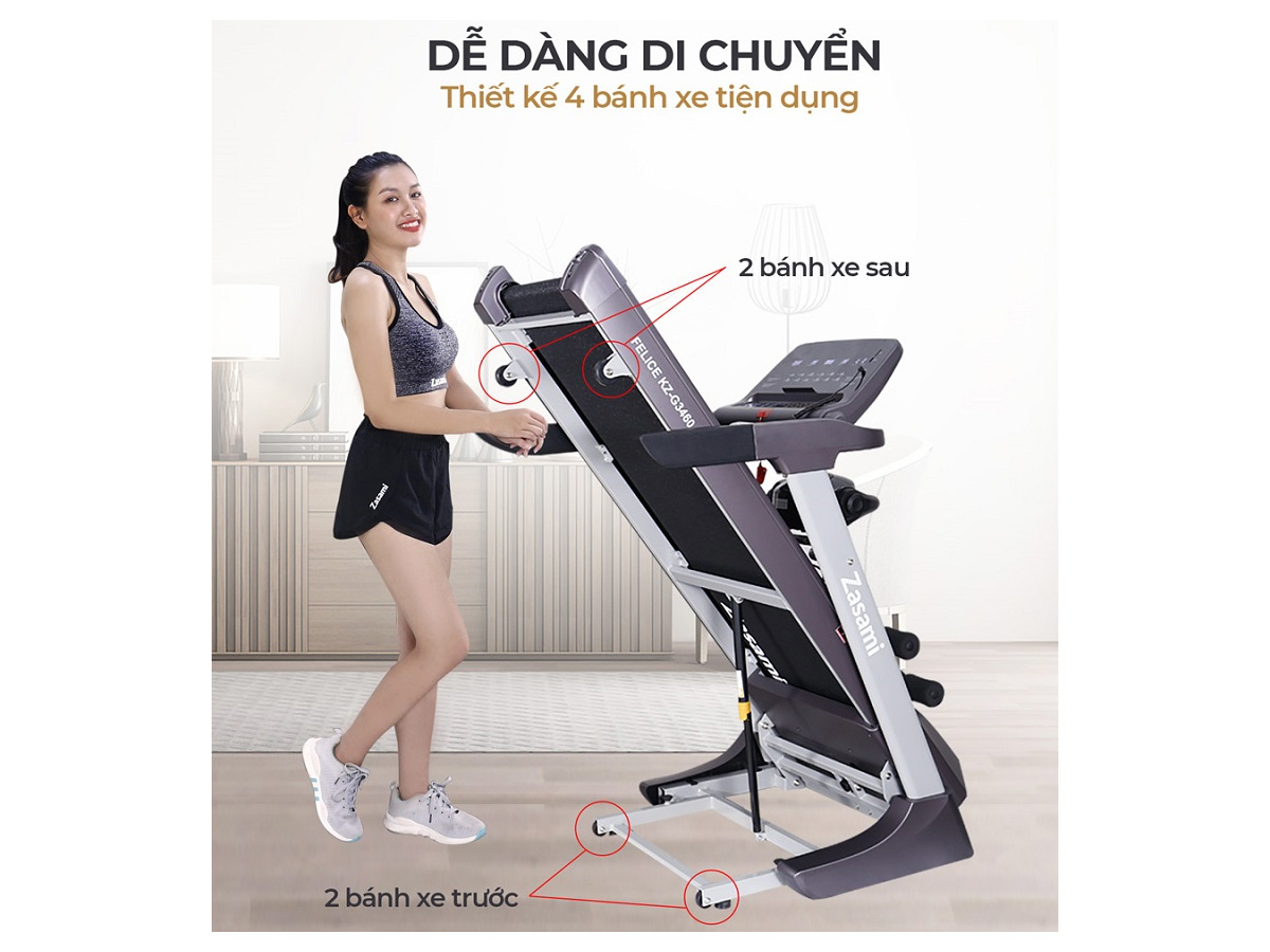 Máy chạy bộ điện có bánh xe