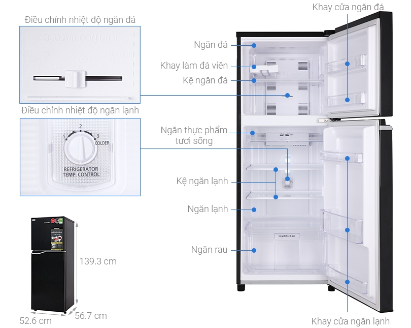 Chi tiết cấu tạo tủ lạnh NR-BA229PKVN