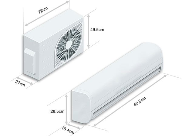 Kích thước của dàn lạnh và dàn nóng