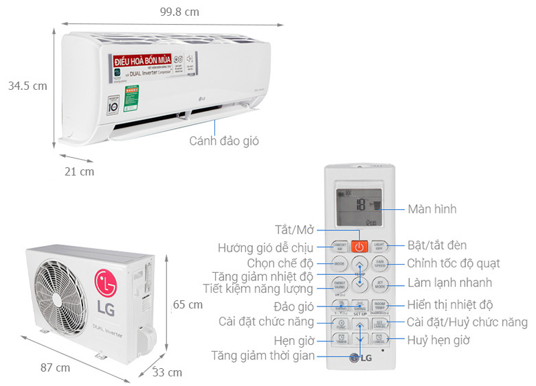 Cấu tạo điều hòa 2 chiều Inverter LG B24END1 24.000BTU Dual Cool