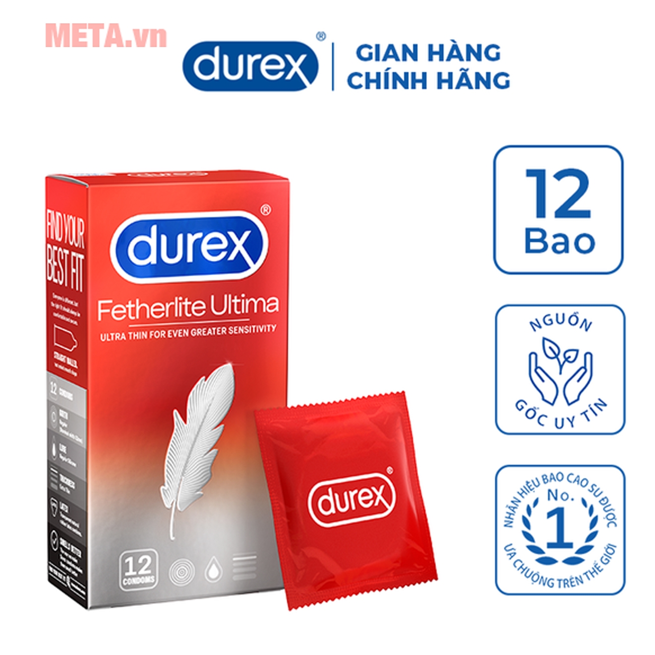 Durex Fetherlite Ultima đóng hộp 12 chiếc