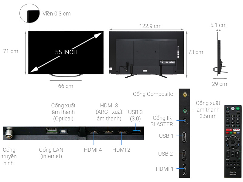 Android Tivi Sony KD-55A8G