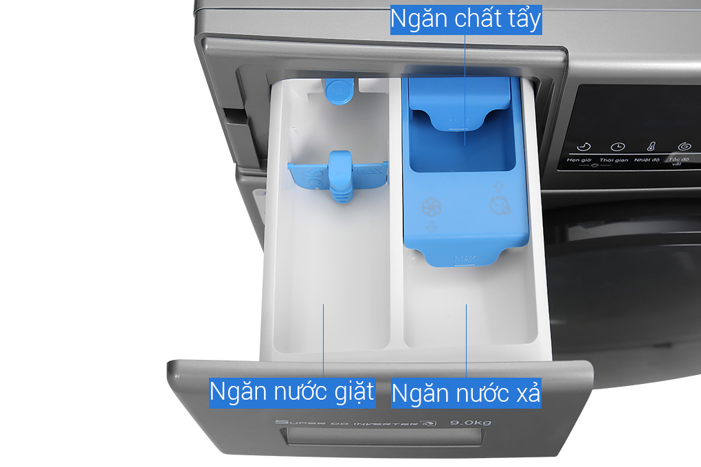 Ngăn nước giặt, nước xả của máy giặt cửa trước AQUA AQD-D900F.S