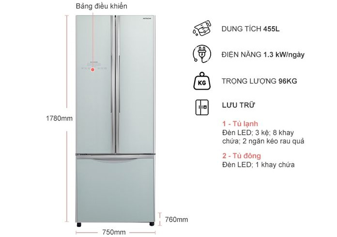 Tủ lạnh Hitachi R-WB545PGV2-GS