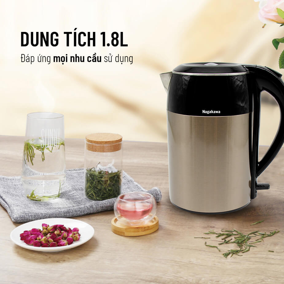  Ấm siêu tốc 1,8 lít Nagakawa NAG0315 chính hãng