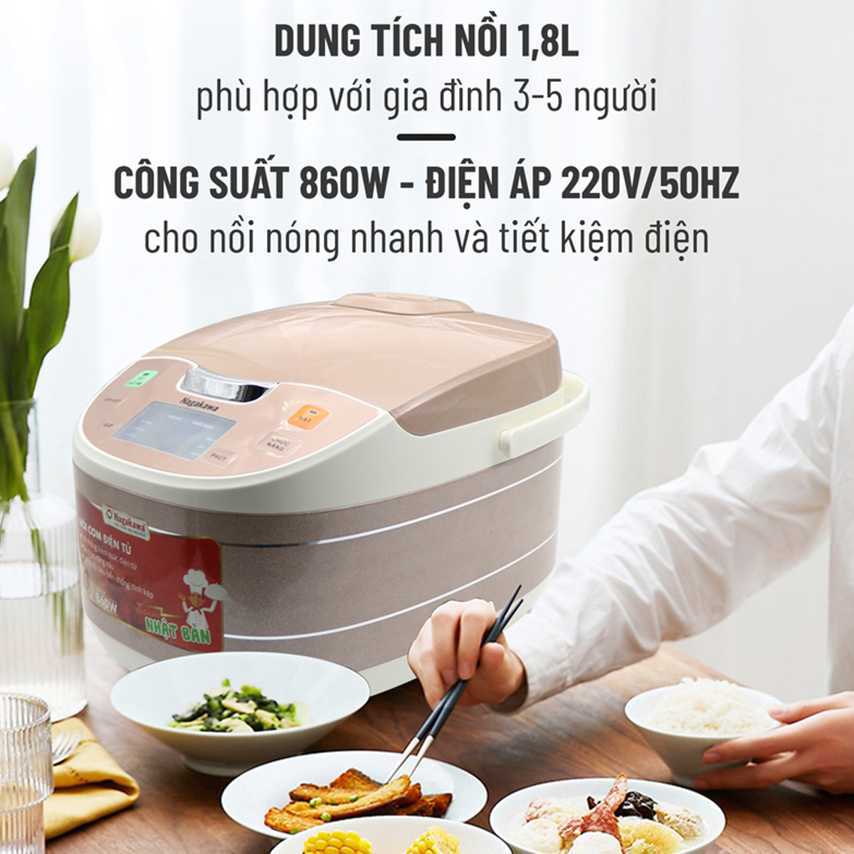 Nồi cơm điện Nagakawa chính hãng