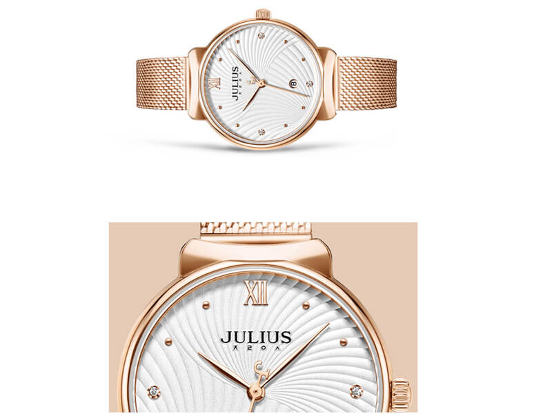 Mặt đồng hồ tròn đến độ hoàn hảo Đồng hồ nữ JA-1243A Julius Hàn Quốc dây thép