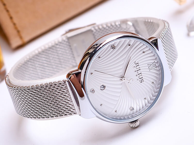 Vẻ đẹp sang trọng hiện đại Đồng hồ nữ JA-1243A Julius Hàn Quốc dây thép