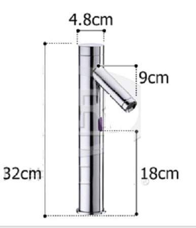 Kích thước thân vòi cảm ứng 