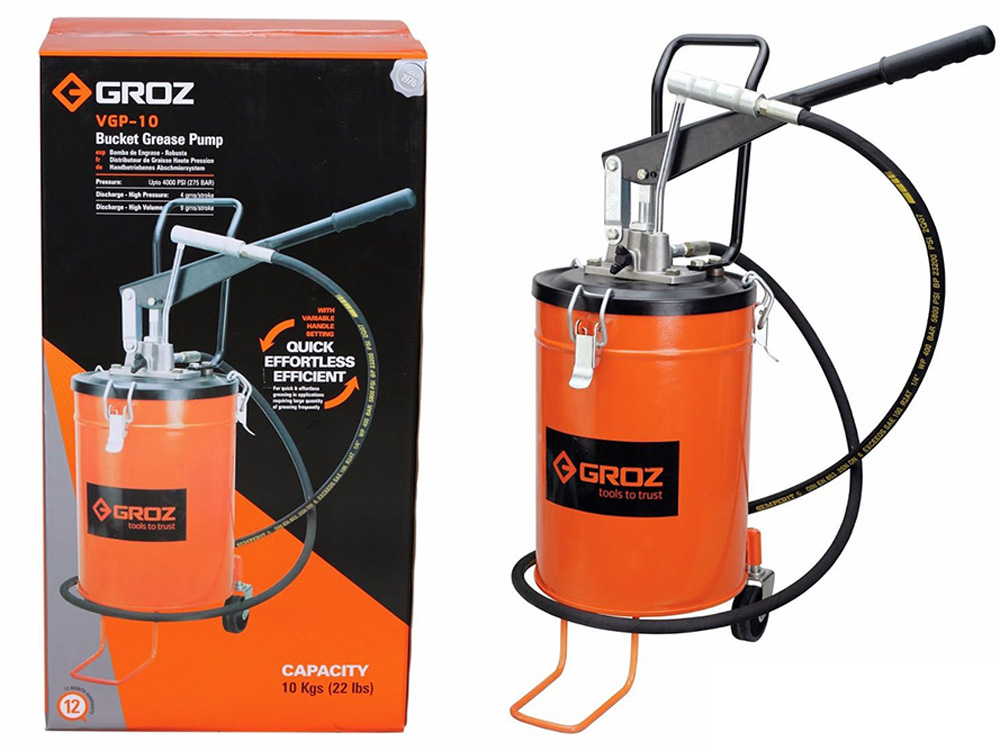 Bơm mỡ bằng tay có bình 10kg Groz VGP 10