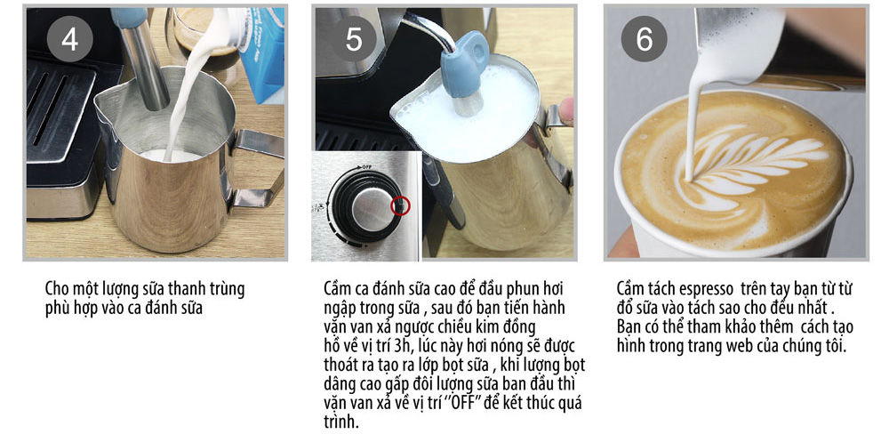 Các bước Pha cà phê Cappuccino