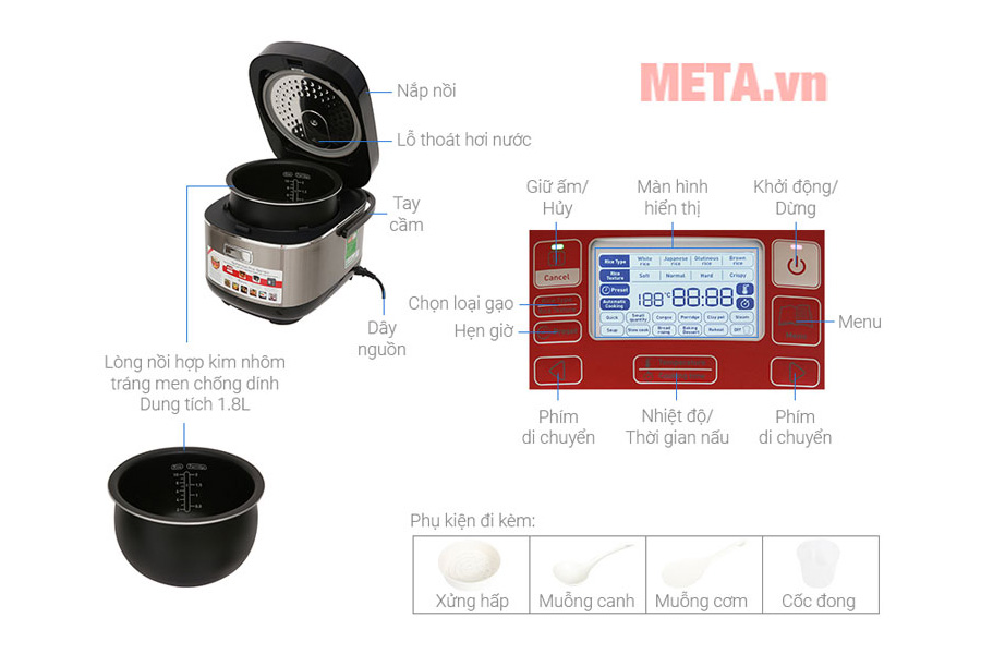 Nồi cơm điện cao tần Tefal RK805565 1.8 lít