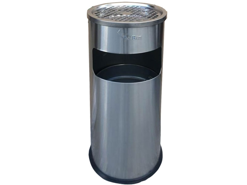 Thùng rác inox tròn có gạt tàn thuốc lá Vietbin VBA-35A