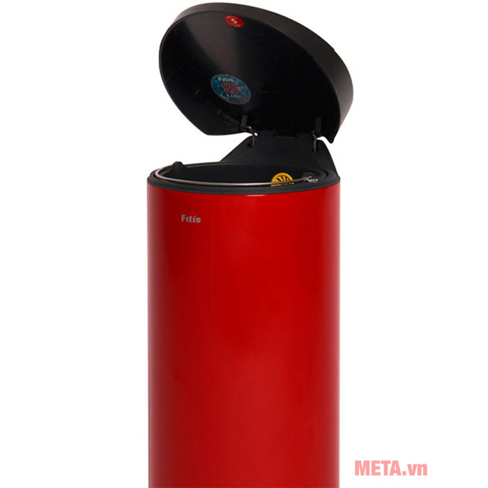 Thùng rác inox đạp tròn lớn Fitis RPL1-906 15 lít (đỏ)