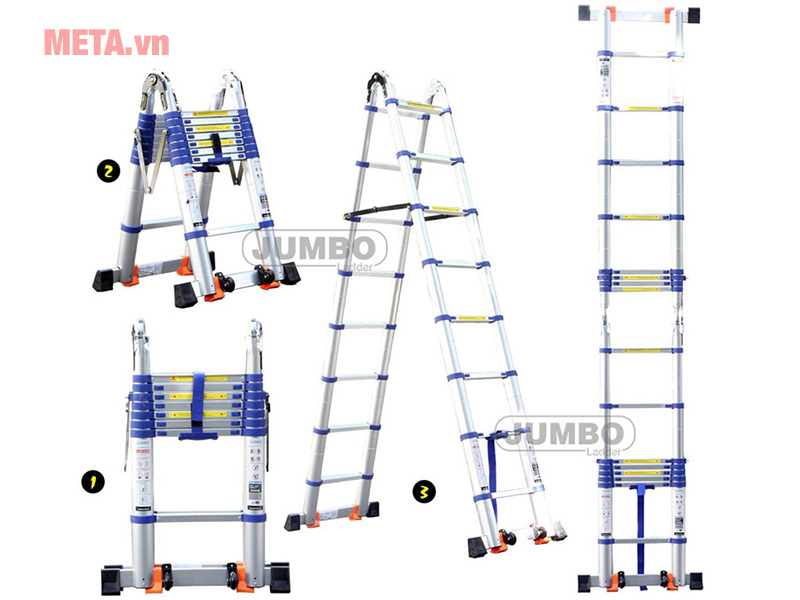 Thang rút nhôm chữ A cao cấp Jumbo A250B